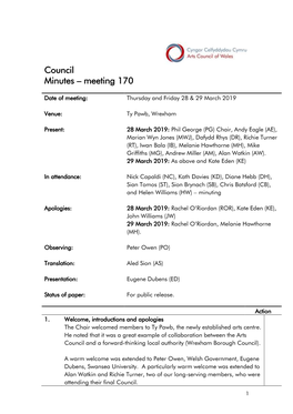 Council Minutes – Meeting 170