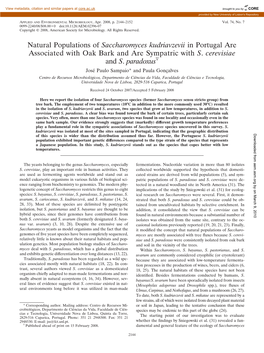 Saccharomyces Kudriavzevii in Portugal Are Associated with Oak Bark and Are Sympatric with S