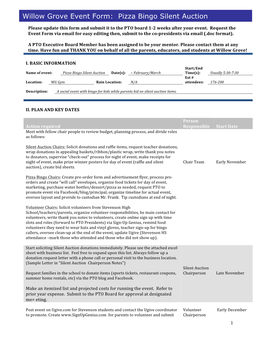 Pizza Bingo Silent Auction Please Update This Form and Submit It to the PTO Board 1-2 Weeks After Your Event