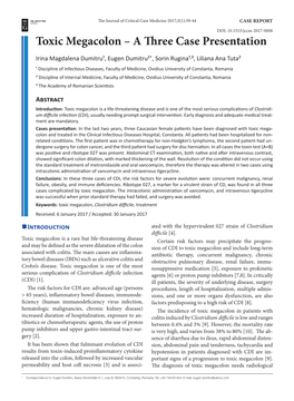 Toxic Megacolon – a Three Case Presentation