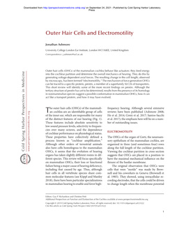 Outer Hair Cells and Electromotility