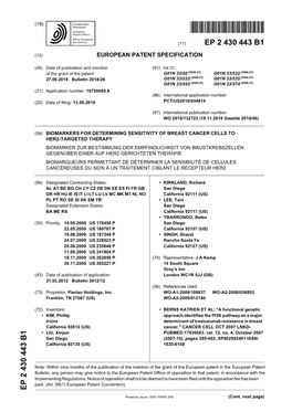 Biomarkers for Determining Sensitivity of Breast