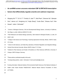 An Amirna Screen Uncovers Redundant CBF & ERF34