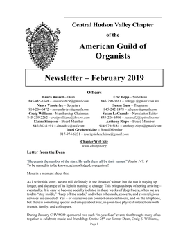 American Guild of Organists Newsletter