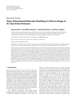 Three-Dimensional Molecular Modeling of a Diverse Range of SC Clan Serine Proteases