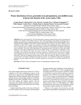 Winter Distribution of Toxic, Potentially Toxic Phytoplankton, and Shellfish Toxins in Fjords and Channels of the Aysén Region, Chile