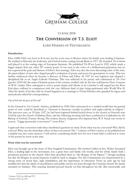 The Conversion of T.S. Eliot