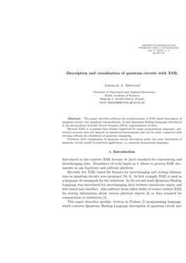 Description and Visualisation of Quantum Circuits with XML