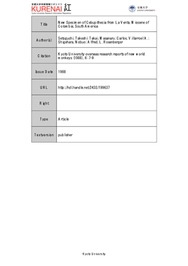 Title New Specimen of Cebupithecia From