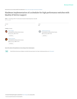 Hardware Implementation of a Scheduler for High Performance Switches with Quality of Service Support