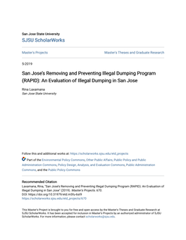 San Jose's Removing and Preventing Illegal Dumping Program (RAPID