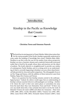 Kinship in the Pacific As Knowledge That Counts ♦L♦