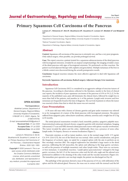 Primary Squamous Cell Carcinoma of the Pancreas