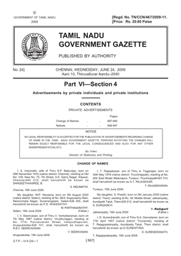 Tamil Nadu Government Gazette