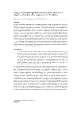 Intergenerational Linkages Between Internal and International Migration of Rural-To-Urban Migrants in Far West Nepal