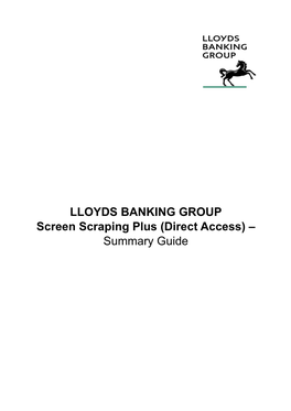 LLOYDS BANKING GROUP Screen Scraping Plus (Direct Access) –