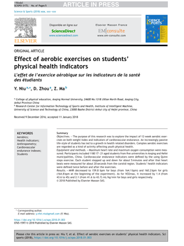 Effect of Aerobic Exercises on Studentsￃﾢￂﾀￂﾙ Physical Health Indicators