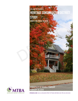 Heritage Conservation District Study Draft for Public Review