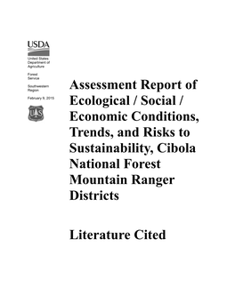 Assessment Report of Ecological / Social / Economic Conditions, Trends, and Risks to Sustainability, Cibola National Forest Moun