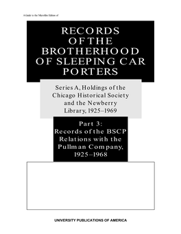 Records of the Brotherhood of Sleeping Car Porters