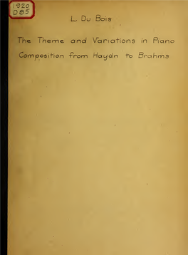 The Theme and Variations in Piano Composition from Haydn to Brahms