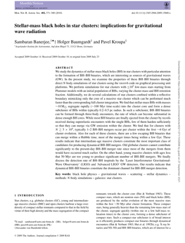 Stellarmass Black Holes in Star Clusters: Implications For