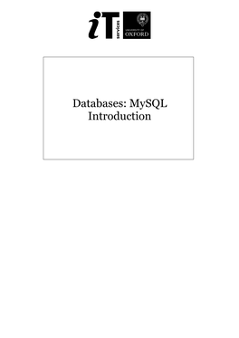 Databases: Mysql Introduction