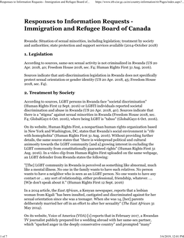Responses to Information Requests - Immigration and Refugee Board Of