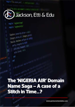 'NIGERIA AIR' Domain Name Saga – a Case of a Stitch in Time…?