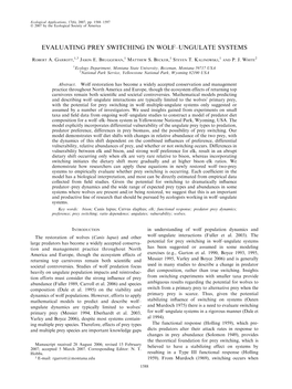 Evaluating Prey Switching in Wolf–Ungulate Systems