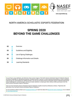 Spring 2020 Beyond the Game Challenges