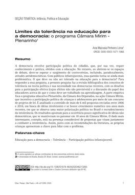 The Limits of Toleration in an Education for Democracy: Camara Mirim Program – Plenarinho