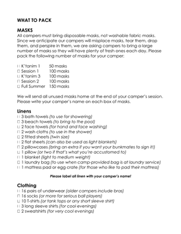 A Printable Version of the Packing List