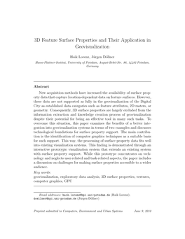 3D Feature Surface Properties and Their Application in Geovisualization