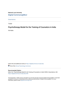 Psychotherapy Model for the Training of Counselors in India