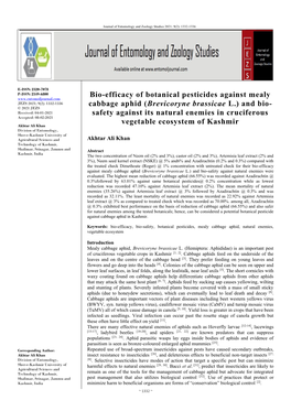 Bio-Efficacy of Botanical Pesticides Against Mealy Cabbage Aphid