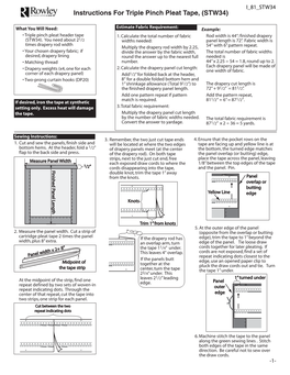 Instructions for Triple Pinch Pleat Tape, (STW34)