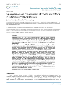 Up-Regulation and Pre-Activation of TRAF3 and TRAF5 in Inflammatory Bowel Disease