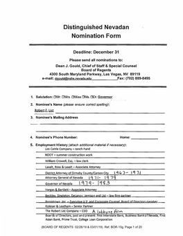 Distinguished Nevadan Nomination Form