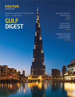 Gulf Digest, Our ﬂagship Newsletter for Intertek Business Assurance from INTERTEK CEO Gulf Region