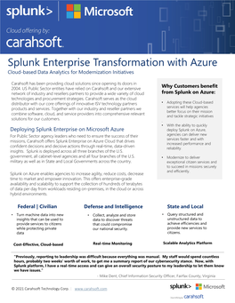 Splunk Enterprise Transformation with Azure Cloud-Based Data Analytics for Modernization Initiatives