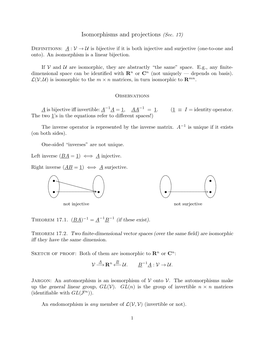 Isomorphisms and Projections (Sec. 17)