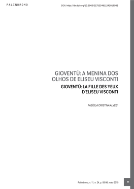 Gioventù: a Menina Dos Olhos De Eliseu Visconti Gioventù: La Fille Des Yeux D’Eliseu Visconti