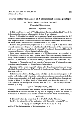 Convex Bodies with Almost All K-Dimensional Sections Polytopes by LEONI DALLA ASH D