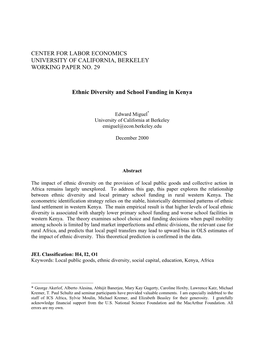 Ethnic Diversity and School Funding in Kenya