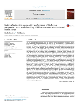 Factors Affecting the Reproductive Performance of Bitches: a Prospective Cohort Study Involving 1203 Inseminations with Fresh and Frozen Semen