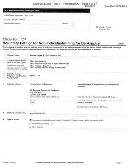 Chapter 11 Voluntary Petition for Maines Paper & Food