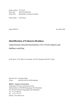 Identification of Unknown Residues