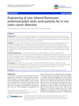 Engineering of Near Infrared Fluorescent Proteinoid-Poly(L-Lactic Acid) Particles for in Vivo Colon Cancer Detection