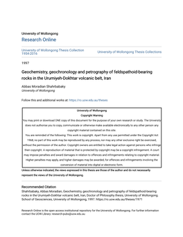 Geochemistry, Geochronology and Petrography of Feldspathoid-Bearing Rocks in the Urumiyeh-Dokhtar Volcanic Belt, Iran